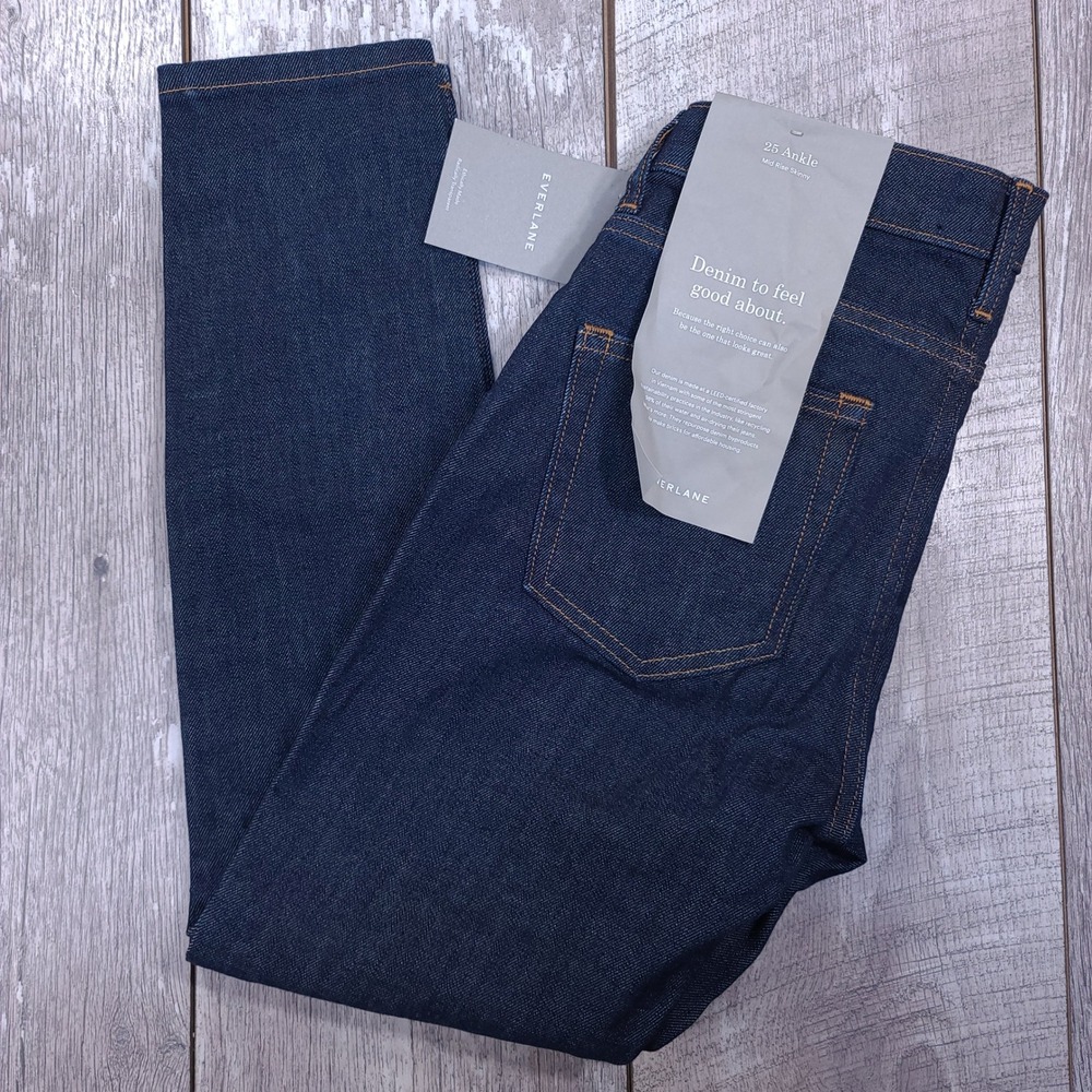 Everlane Skinny Jeans Womens 25 Blue Mid Rise Ankle Dark Wash Indigo Denim